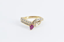 Load image into Gallery viewer, 14K 1.40 Ctw Pear Ruby Diamond Chevron Band Ring Yellow Gold