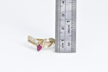 Load image into Gallery viewer, 14K 1.40 Ctw Pear Ruby Diamond Chevron Band Ring Yellow Gold