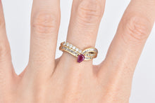 Load image into Gallery viewer, 14K 1.40 Ctw Pear Ruby Diamond Chevron Band Ring Yellow Gold