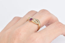 Load image into Gallery viewer, 14K 1.40 Ctw Pear Ruby Diamond Chevron Band Ring Yellow Gold