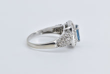 Load image into Gallery viewer, 10K 1.66 Ctw Emerald Cut Blue Topaz Pave Diamond Ring White Gold