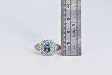 Load image into Gallery viewer, 10K 1.66 Ctw Emerald Cut Blue Topaz Pave Diamond Ring White Gold