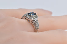 Load image into Gallery viewer, 10K 1.66 Ctw Emerald Cut Blue Topaz Pave Diamond Ring White Gold