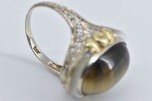 Load image into Gallery viewer, 14K Art Deco Cat&#39;s Eye Mother of Pearl Filigree Ring White Gold