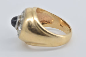 14K 1.25 Ctw Sapphire Diamond Round Vintage Ring Yellow Gold