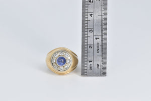 14K 1.25 Ctw Sapphire Diamond Round Vintage Ring Yellow Gold
