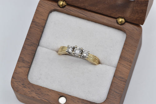 14K 0.48 Ctw Three Diamond Classic Engagement Ring Yellow Gold