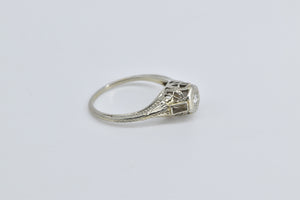 18K Art Deco Diamond Filigree Belais Engagement Ring White Gold