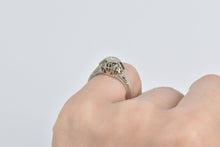 Load image into Gallery viewer, 18K Art Deco Diamond Filigree Belais Engagement Ring White Gold