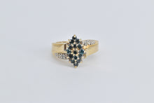 Load image into Gallery viewer, 14K 0.50 Ctw Blue &amp; White Diamond Cluster Ring Yellow Gold