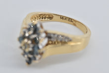 Load image into Gallery viewer, 14K 0.50 Ctw Blue &amp; White Diamond Cluster Ring Yellow Gold