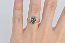 Load image into Gallery viewer, 14K 0.50 Ctw Blue &amp; White Diamond Cluster Ring Yellow Gold