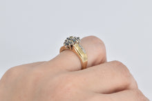 Load image into Gallery viewer, 14K 0.50 Ctw Blue &amp; White Diamond Cluster Ring Yellow Gold