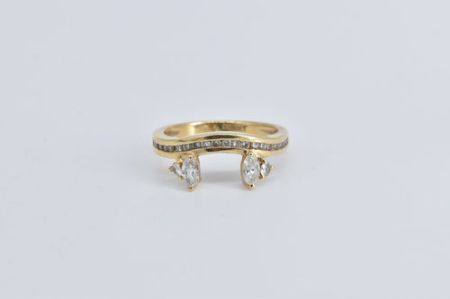 14K 0.75 Ctw Marquise Diamond Wrap Wedding Band Ring Yellow Gold