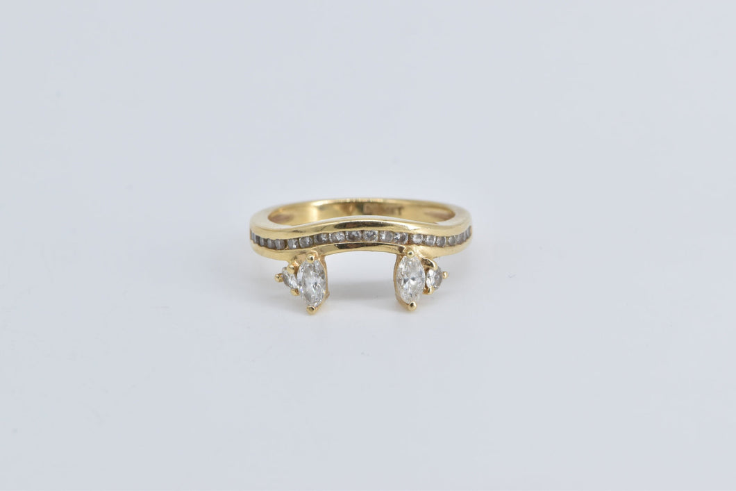 14K 0.75 Ctw Marquise Diamond Wrap Wedding Band Ring Yellow Gold