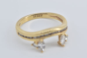 14K 0.75 Ctw Marquise Diamond Wrap Wedding Band Ring Yellow Gold