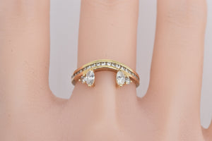 14K 0.75 Ctw Marquise Diamond Wrap Wedding Band Ring Yellow Gold