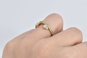 14K 0.75 Ctw Marquise Diamond Wrap Wedding Band Ring Yellow Gold