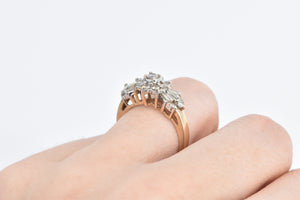 10K 1.00 Ctw Flower Cluster Diamond Engagement Ring Yellow Gold