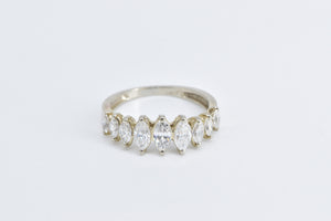 14K 1.00 Ctw Marquise Diamond Graduated Fashion Ring White Gold