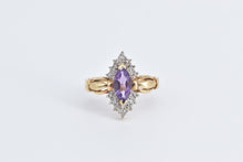 Load image into Gallery viewer, 10K Amethyst Natural Diamond Vintage Statement Ring Yellow Gold