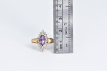 Load image into Gallery viewer, 10K Amethyst Natural Diamond Vintage Statement Ring Yellow Gold