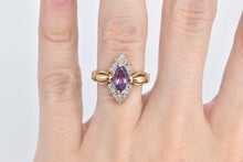 Load image into Gallery viewer, 10K Amethyst Natural Diamond Vintage Statement Ring Yellow Gold