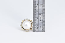 Load image into Gallery viewer, 14K Pearl Natural Diamond Cluster Statement Ring Yellow Gold