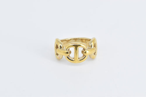 14K Anchor Chain Link Puffy Fashion Statement Ring Yellow Gold
