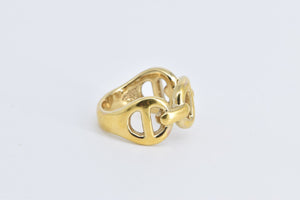 14K Anchor Chain Link Puffy Fashion Statement Ring Yellow Gold