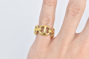 14K Anchor Chain Link Puffy Fashion Statement Ring Yellow Gold
