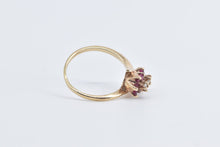 Load image into Gallery viewer, 10K Flower Ruby Natural Diamond Statement Bypass Ring Yellow Gold