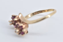 Load image into Gallery viewer, 10K Flower Ruby Natural Diamond Statement Bypass Ring Yellow Gold