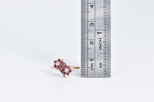 Load image into Gallery viewer, 10K Flower Ruby Natural Diamond Statement Bypass Ring Yellow Gold