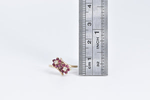 10K Flower Ruby Natural Diamond Statement Bypass Ring Yellow Gold