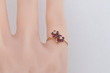 Load image into Gallery viewer, 10K Flower Ruby Natural Diamond Statement Bypass Ring Yellow Gold