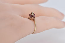 Load image into Gallery viewer, 10K Flower Ruby Natural Diamond Statement Bypass Ring Yellow Gold