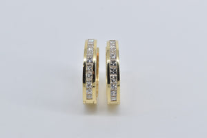 14K 2.60 Ctw Princess Natural Diamond Fashion Hoop Earrings Yellow Gold