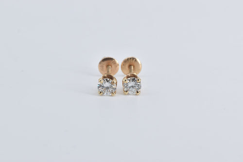 14K 0.50 Ctw Natural Diamond Classic Solitaire Stud Earrings Yellow Gold