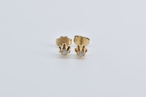 10K Round Natural Diamond Solitaire Stud Earrings Yellow Gold