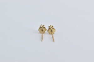10K Round Natural Diamond Solitaire Stud Earrings Yellow Gold