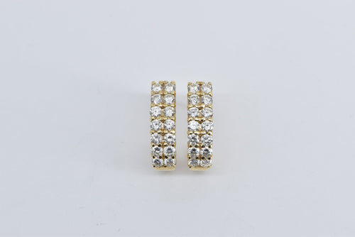 14K 1.75 Ctw Diamond Curved Bar Cluster Statement Earrings Yellow Gold