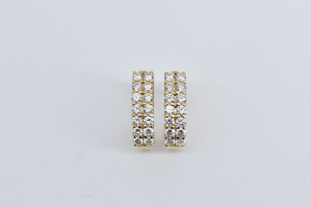 14K 1.75 Ctw Diamond Curved Bar Cluster Statement Earrings Yellow Gold