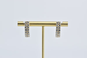 14K 1.75 Ctw Diamond Curved Bar Cluster Statement Earrings Yellow Gold