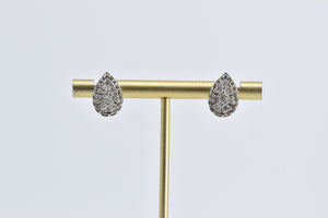 14K 1.00 Ctw Natural Diamond Teardrop Pear Stud Earrings White Gold