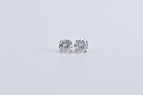 14K 1.01 Ctw Round Natural Diamond Classic Stud Earrings White Gold