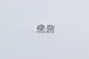 14K 1.01 Ctw Round Natural Diamond Classic Stud Earrings White Gold