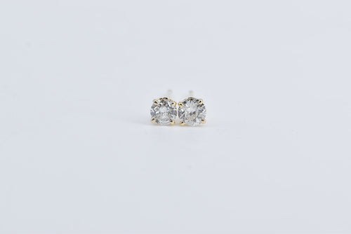 14K 0.50 Ctw Diamond Classic Solitaire Stud Vintage Earrings Yellow Gold