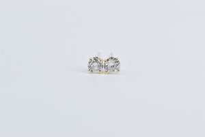 14K 0.50 Ctw Diamond Classic Solitaire Stud Vintage Earrings Yellow Gold