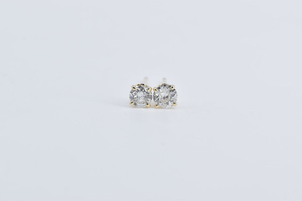 14K 0.50 Ctw Diamond Classic Solitaire Stud Vintage Earrings Yellow Gold